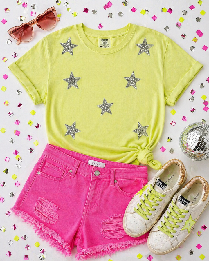 SEQUIN YELLOW STAR TOP RTS