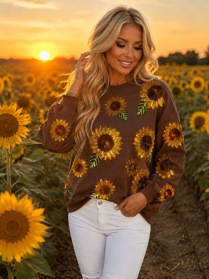 SUNFLOWER SEQUIN PULLOVER (PREORDER)