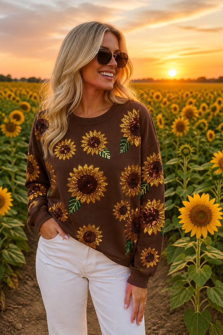 SUNFLOWER SEQUIN PULLOVER (PREORDER)