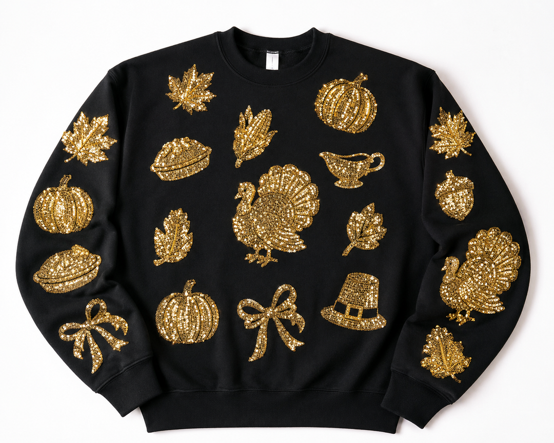 GOBBLE ME GOLD BLACK PULLOVER (PREORDER)