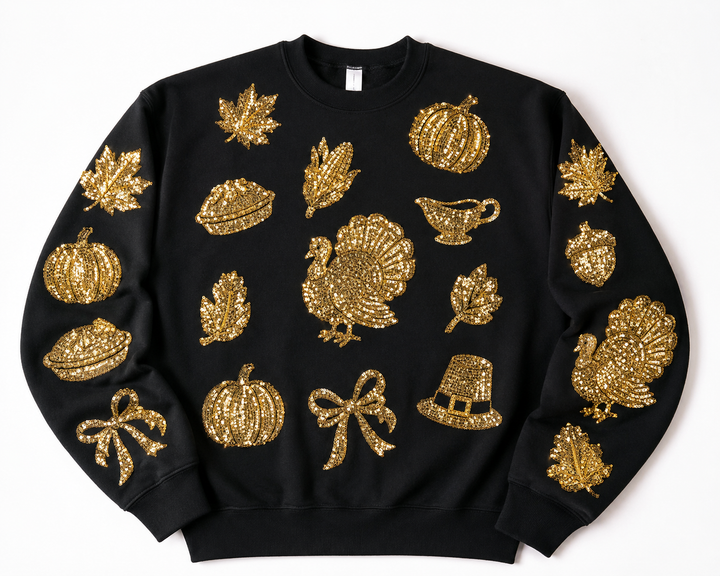 GOBBLE ME GOLD BLACK PULLOVER (PREORDER)