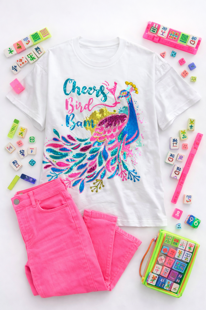 BIRD BAM MAHJONG SEQUIN TSHIRT (PREORDER)