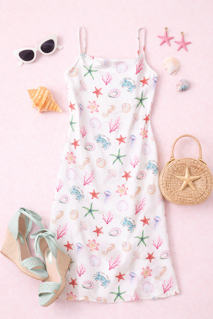 Seaside Summer Satin Dress (ships 3 weeks)