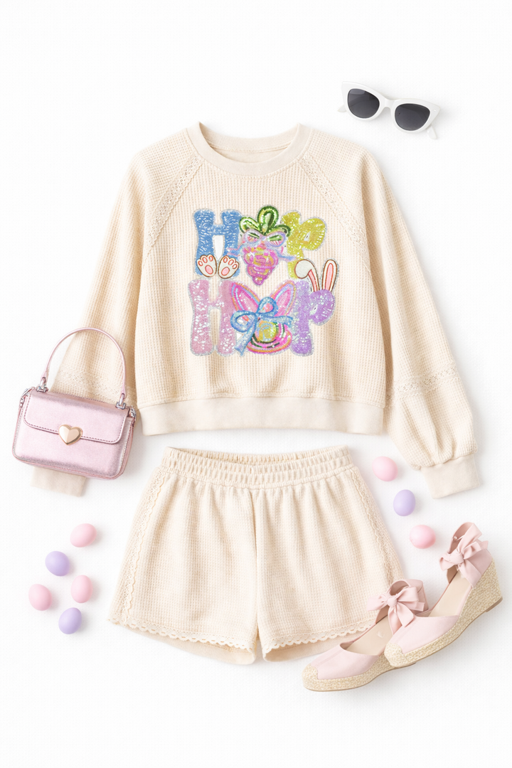 SEQUIN HIP HOP CREAM WAFFLE SET (ships 1 week)