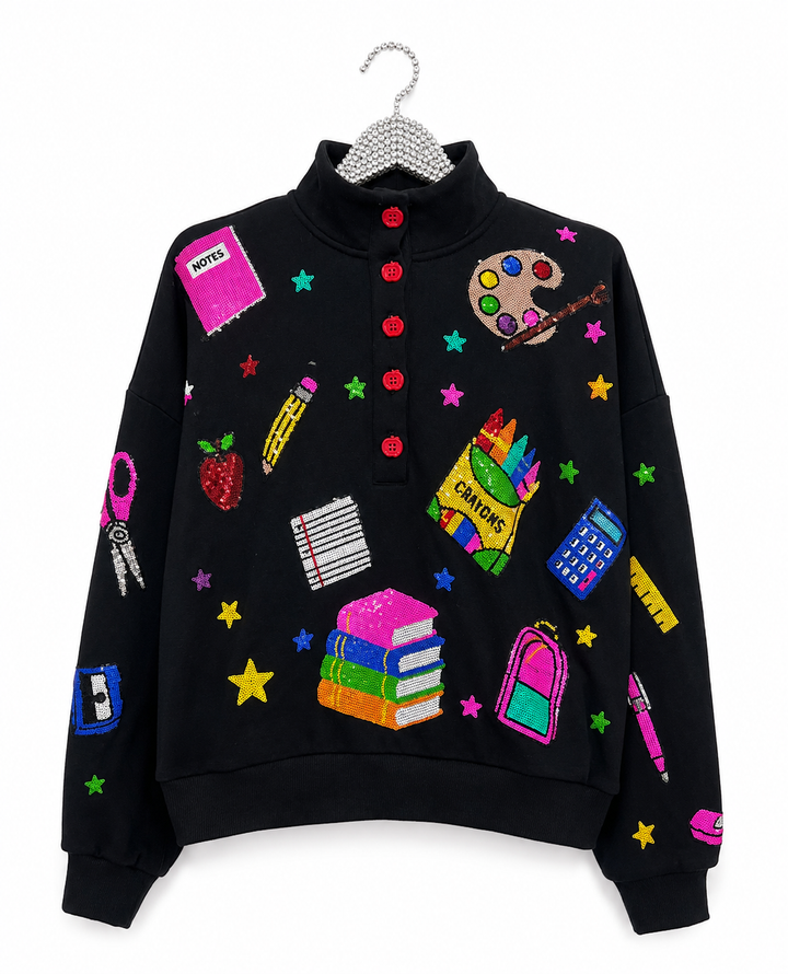 NEON TEACHER THINGS BLACK PULLOVER (PREORDER)