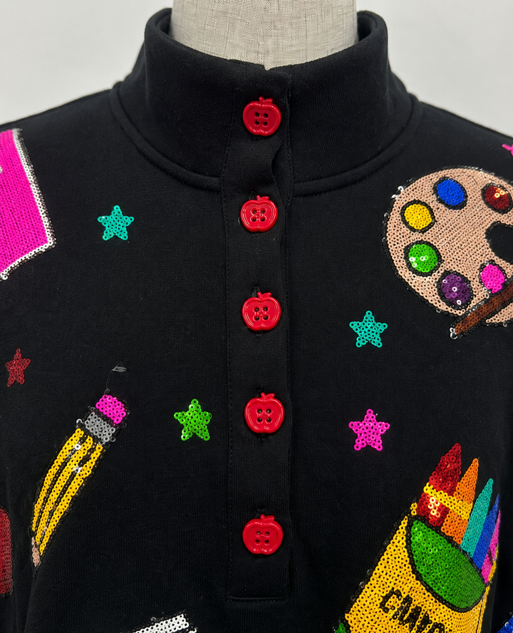 NEON TEACHER THINGS BLACK PULLOVER (PREORDER)