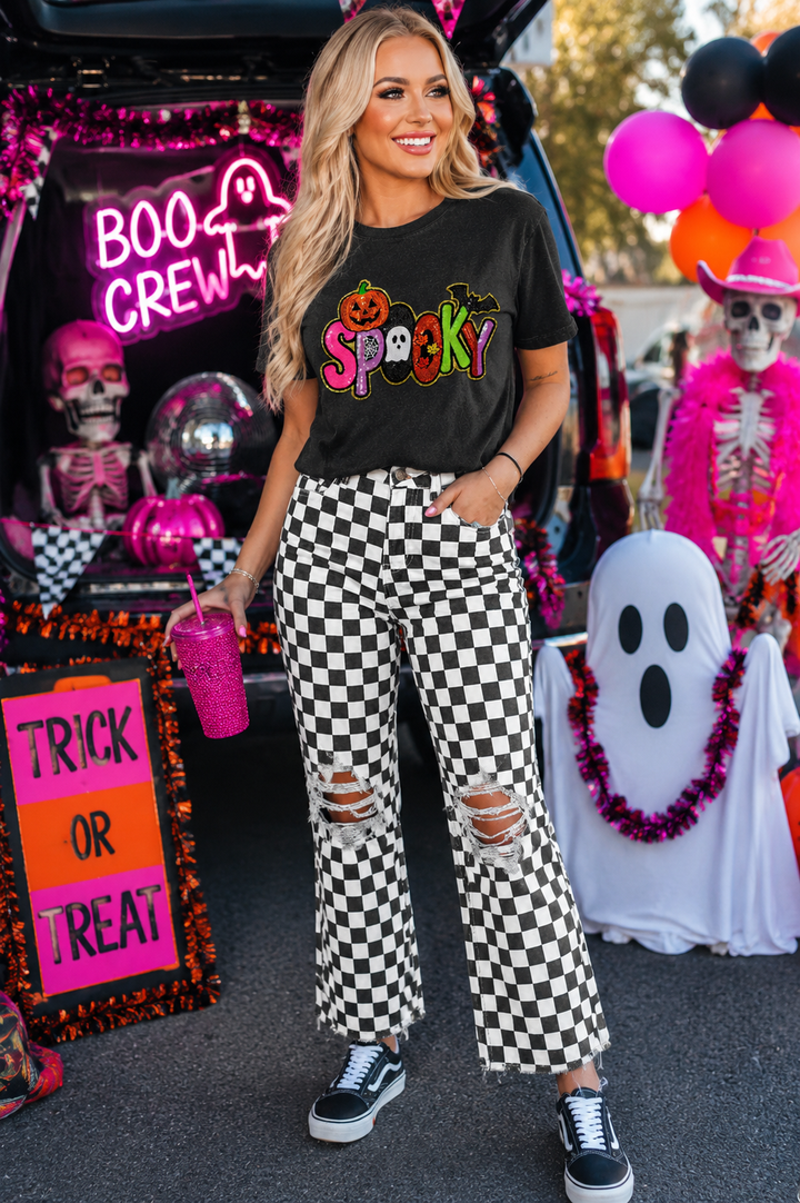 SPOOKY SEQUIN BLACK COMFORT COLOR TSHIRT (ships 1-2 weeks)