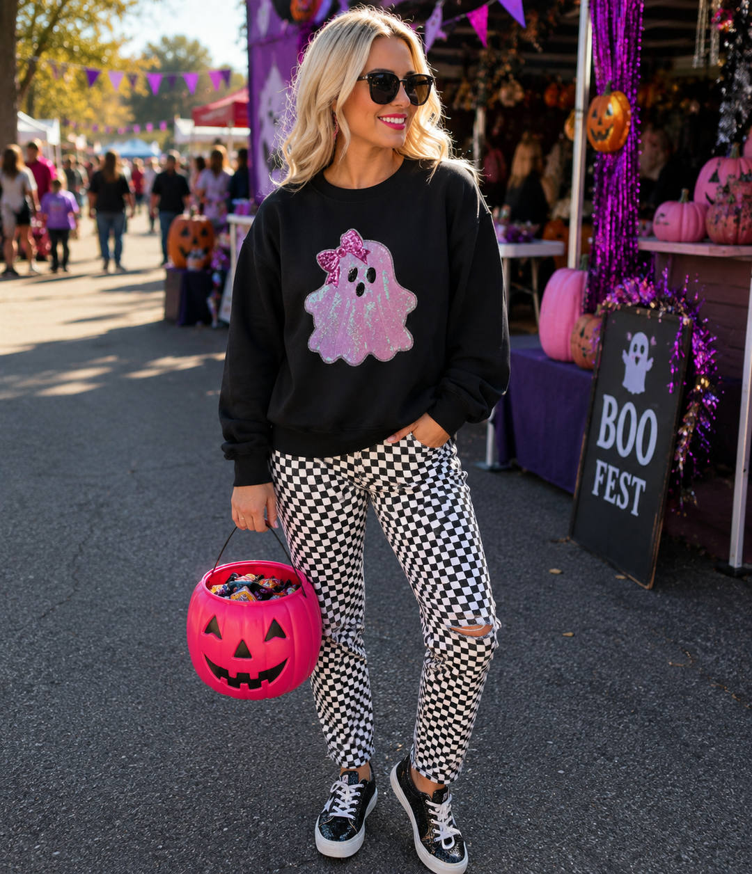 SEQUIN GHOST BLACK SWEATSHIRT (ships 2 weeks)