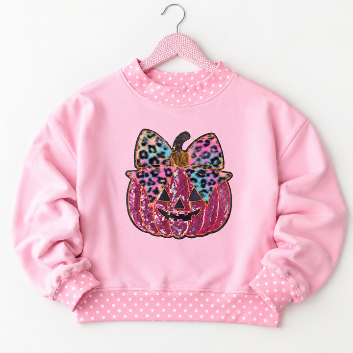 PUMPKIN PINK POLKA DOT PULLOVER (ships 2 weeks)