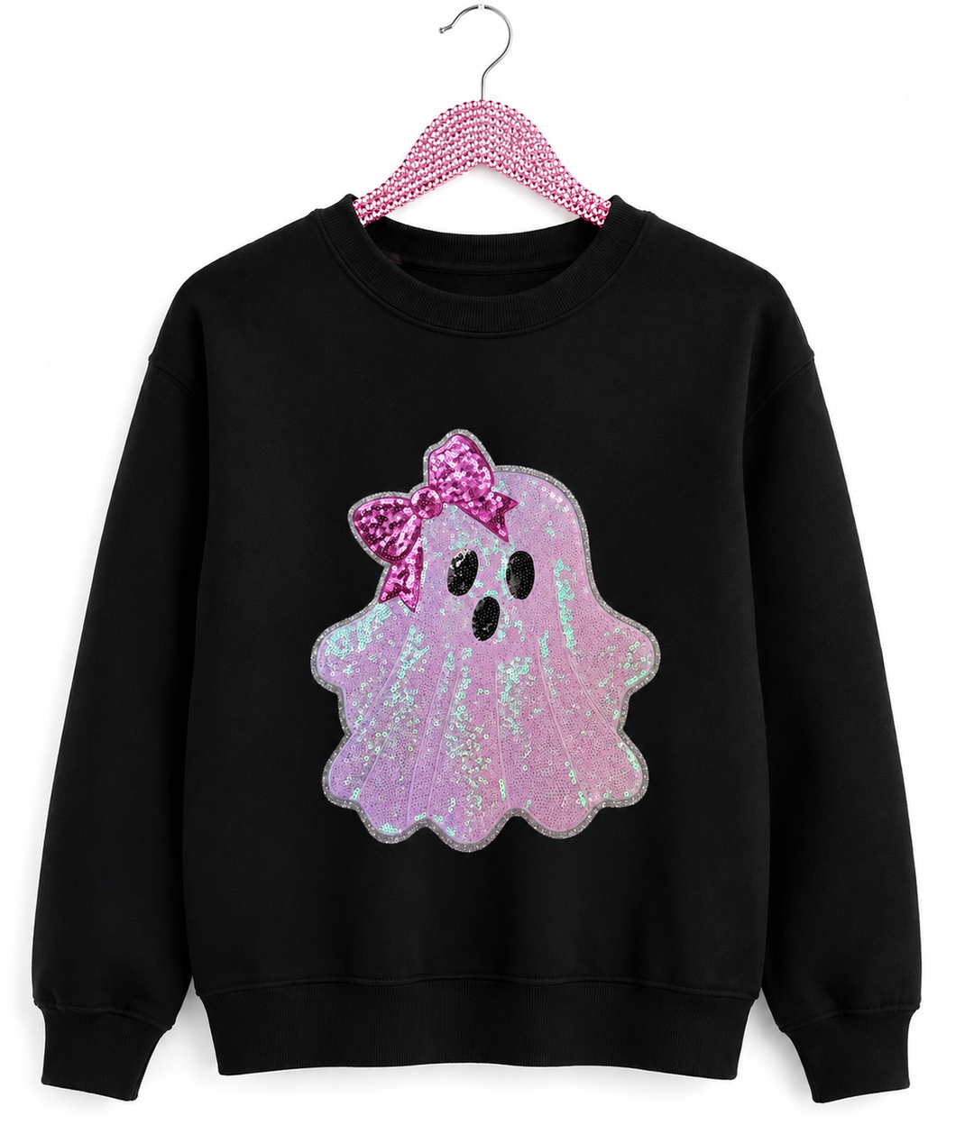 SEQUIN GHOST BLACK SWEATSHIRT (ships 2 weeks)