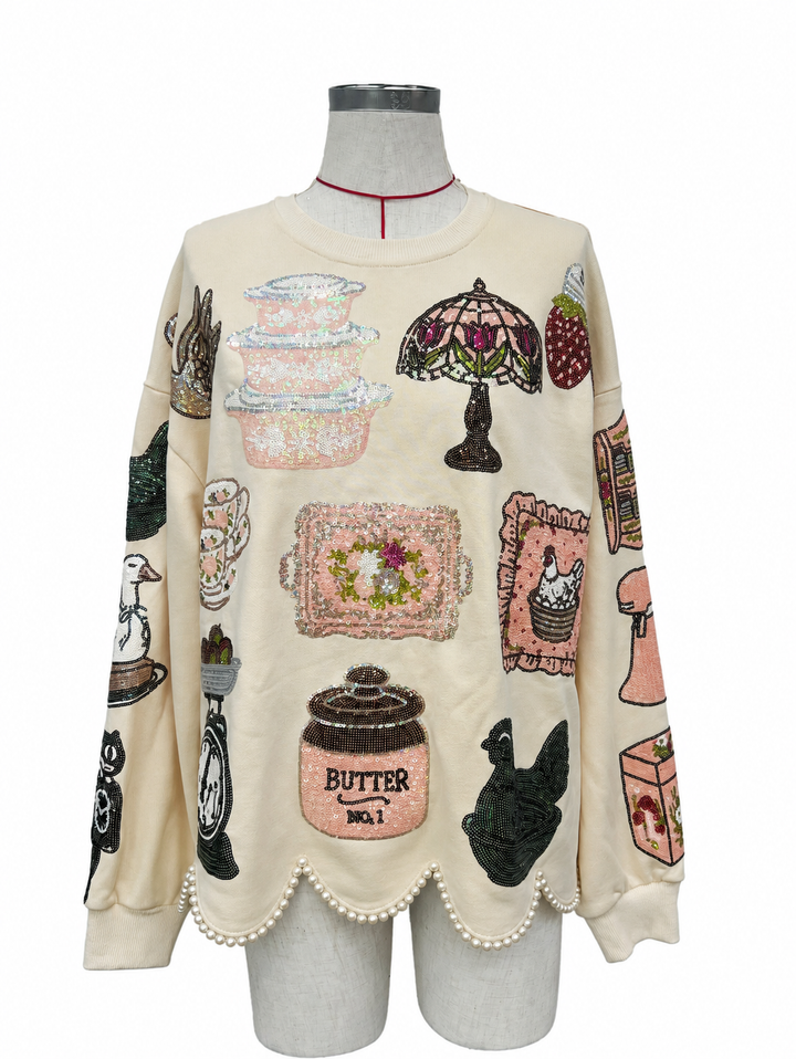 Grandma's house sequin pullover (PREORDER)