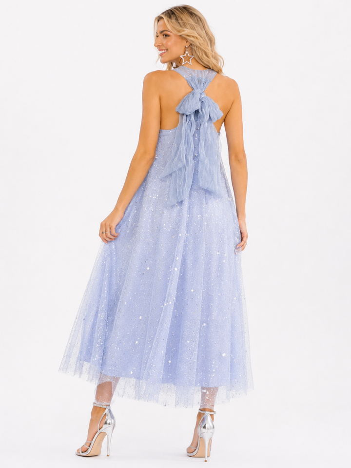 Bow Blue Sequin Dress RTS