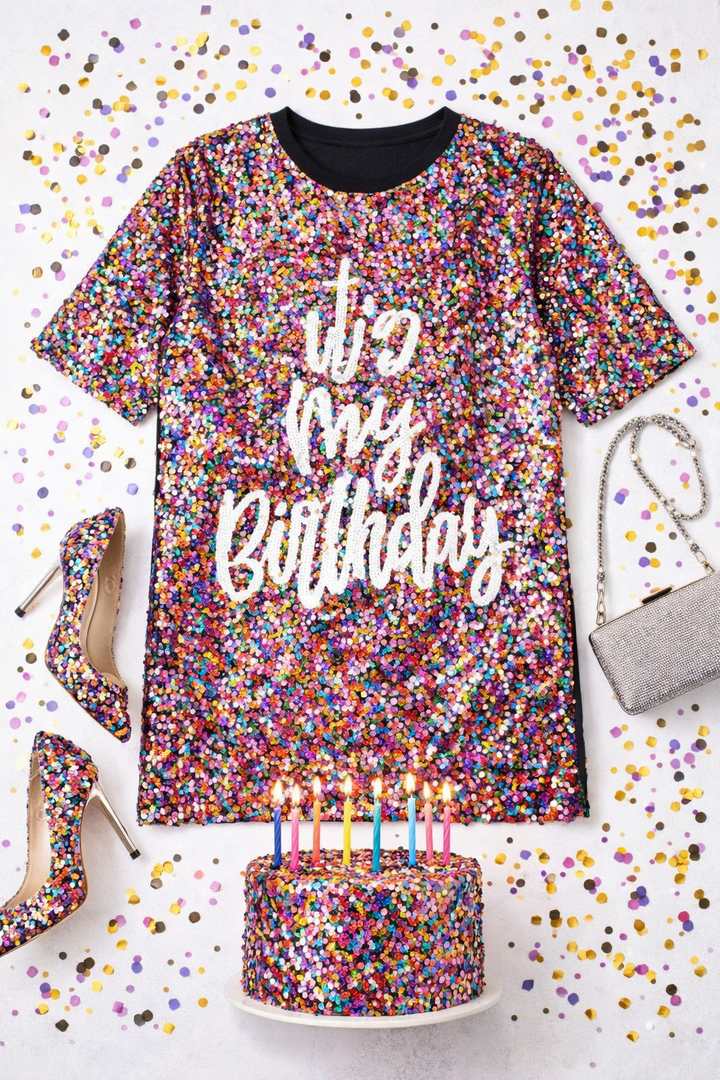 Its My Birthday Confetti Dress RTS