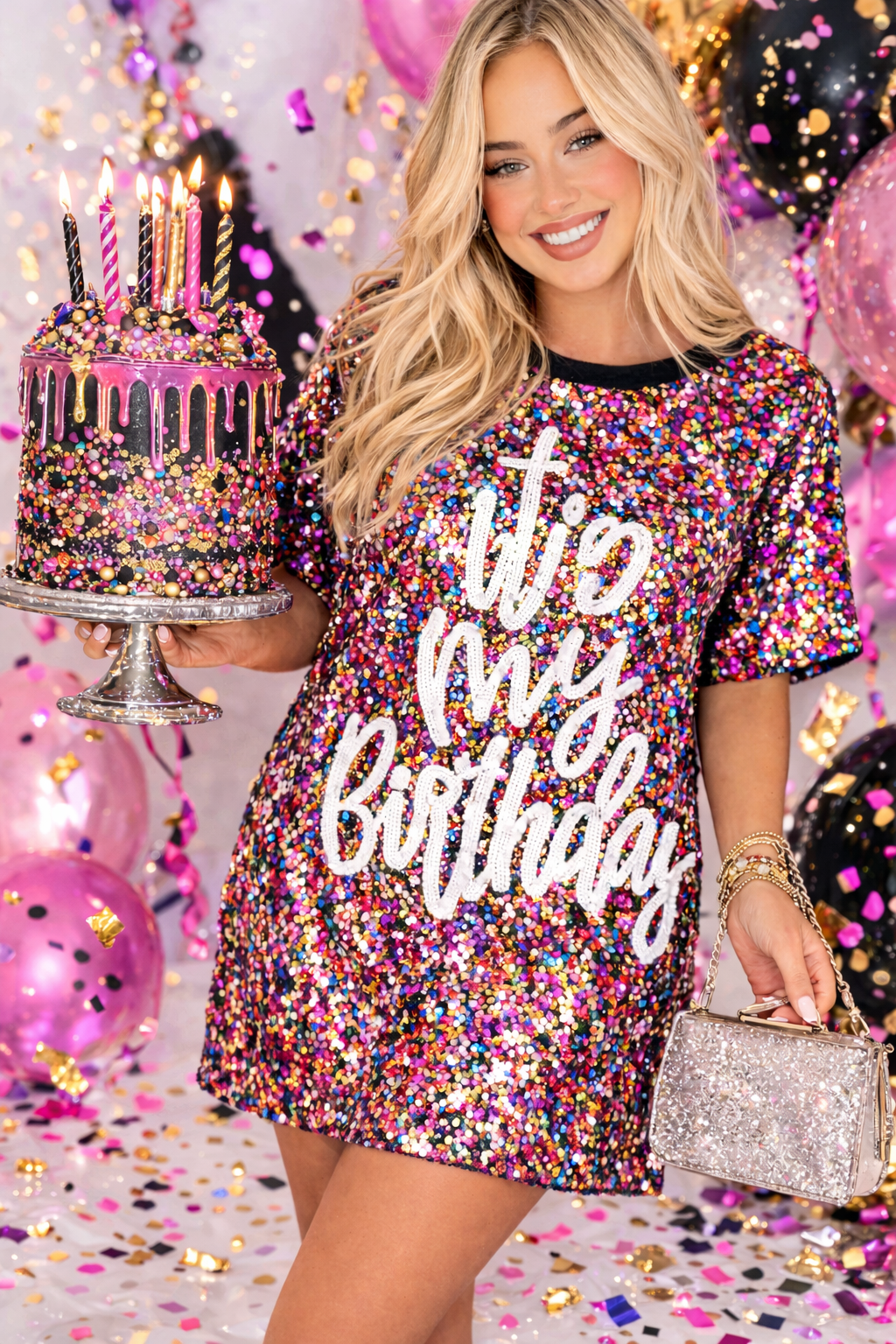 Its My Birthday Confetti Dress RTS