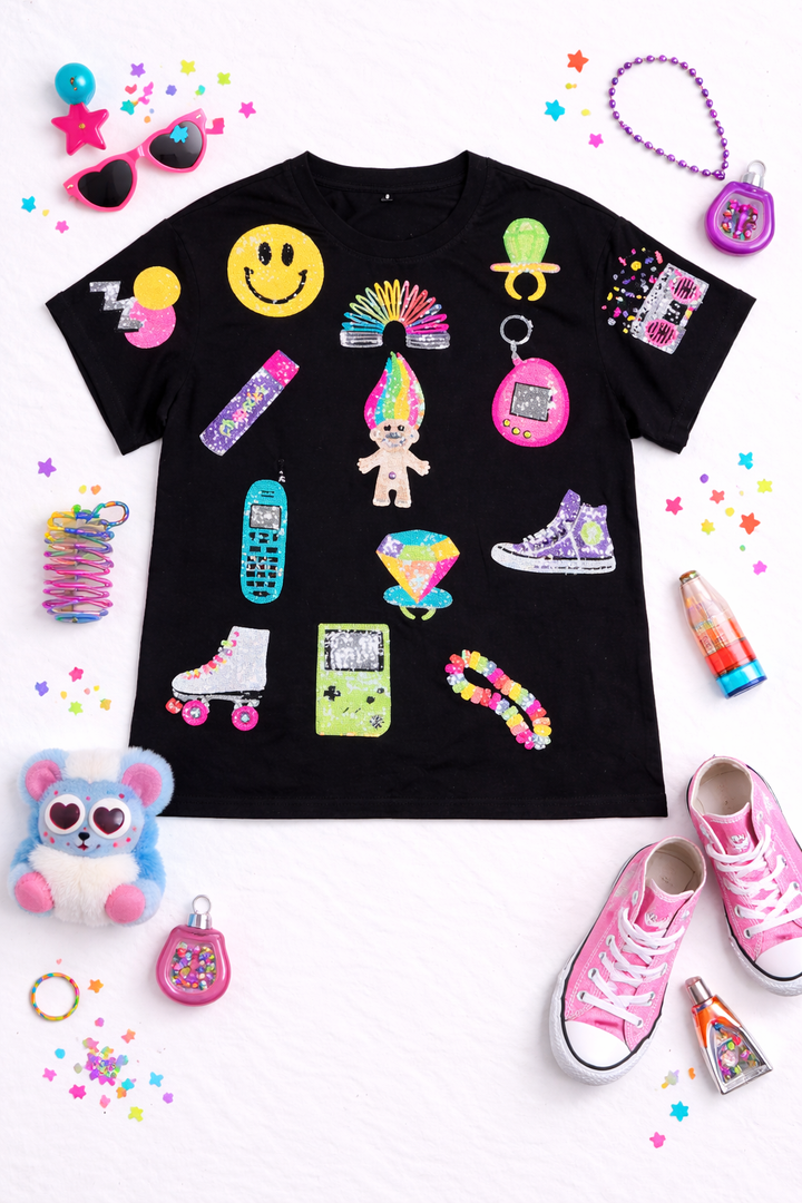 Nostalgic Babe Sequined tshirt  (PREORDER)