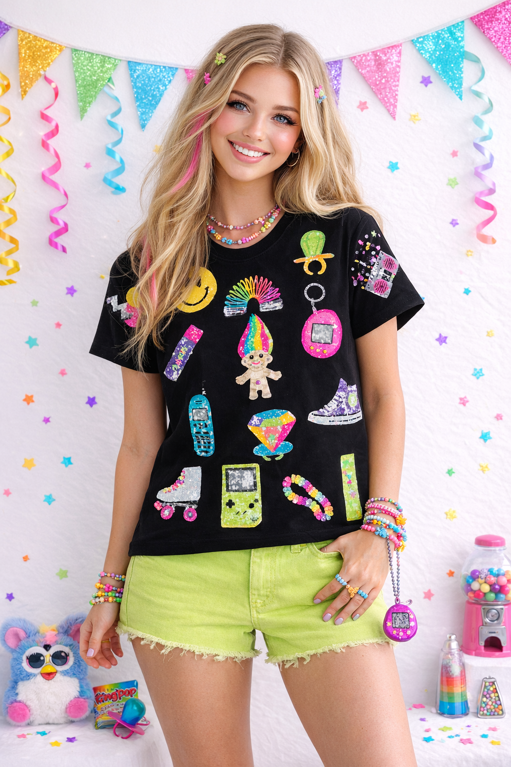 Nostalgic Babe Sequined tshirt  (PREORDER)