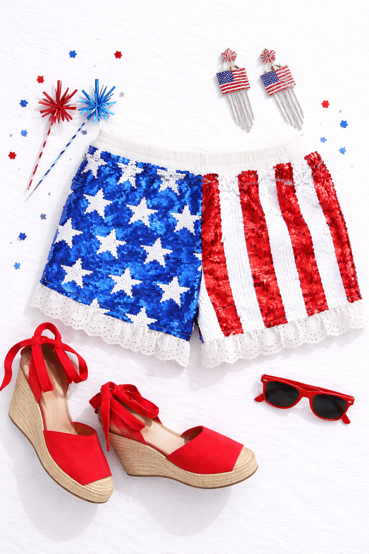 Brianna Cannon FLAG ruffle shorts