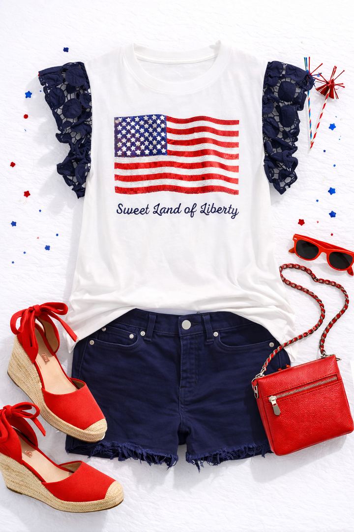 Brianna Cannon Sweet Land Of Liberty Sequin Top