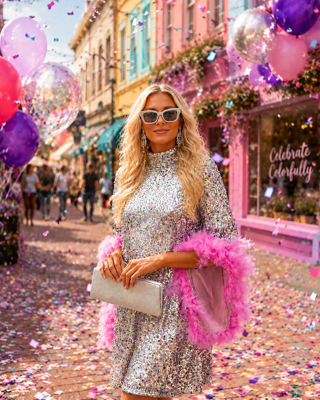 CONFETTI FEATHER DRESS (ships 1 week) S CONFETTI FEATHER DRESS (ships 1 week) S