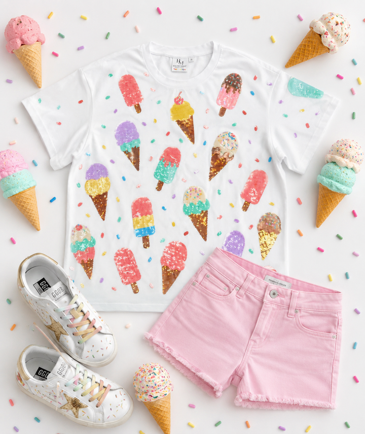 SPRINKLES & ICE CREAM SEQUIN SHIRT  (PREORDER)