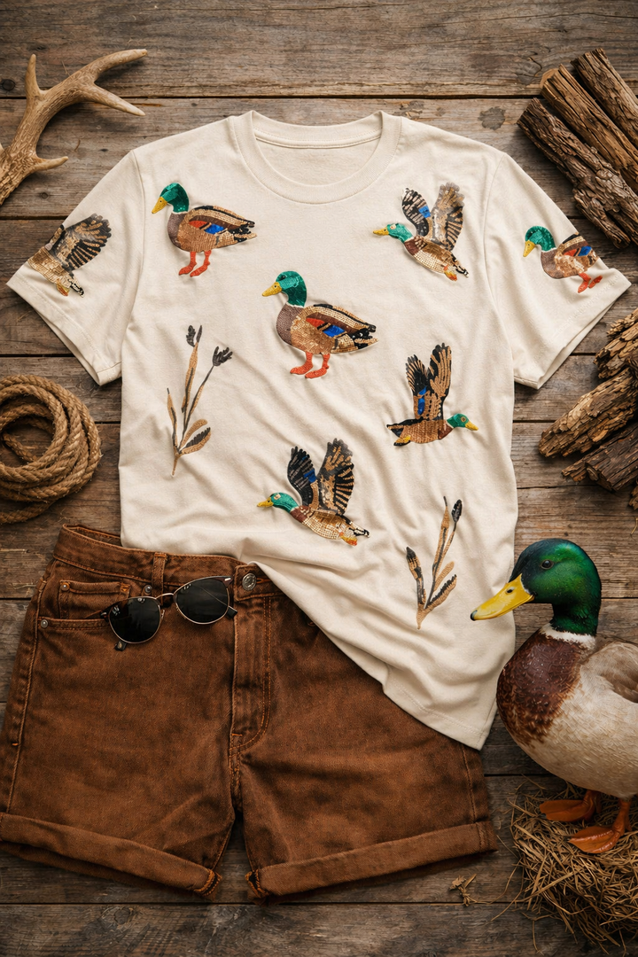 IVORY MALLARD DUCK SEQUIN SHIRT RTS