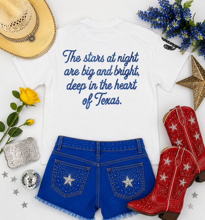 TEXAS BABE SEQUINED TSHIRT (PREORDER)