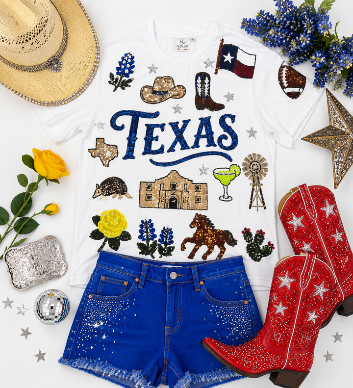 TEXAS BABE SEQUINED TSHIRT (PREORDER)