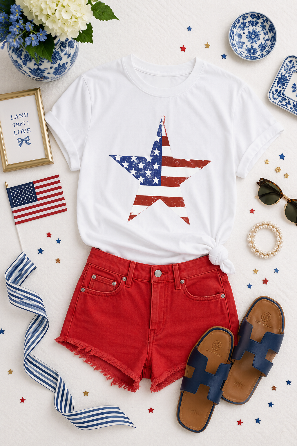 SEQUIN STAR ON WHITE TSHIRT (RTS)