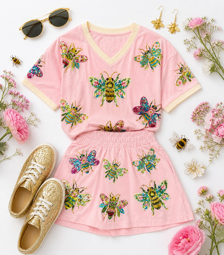FLORAL BEE SEQUIN SET RTS