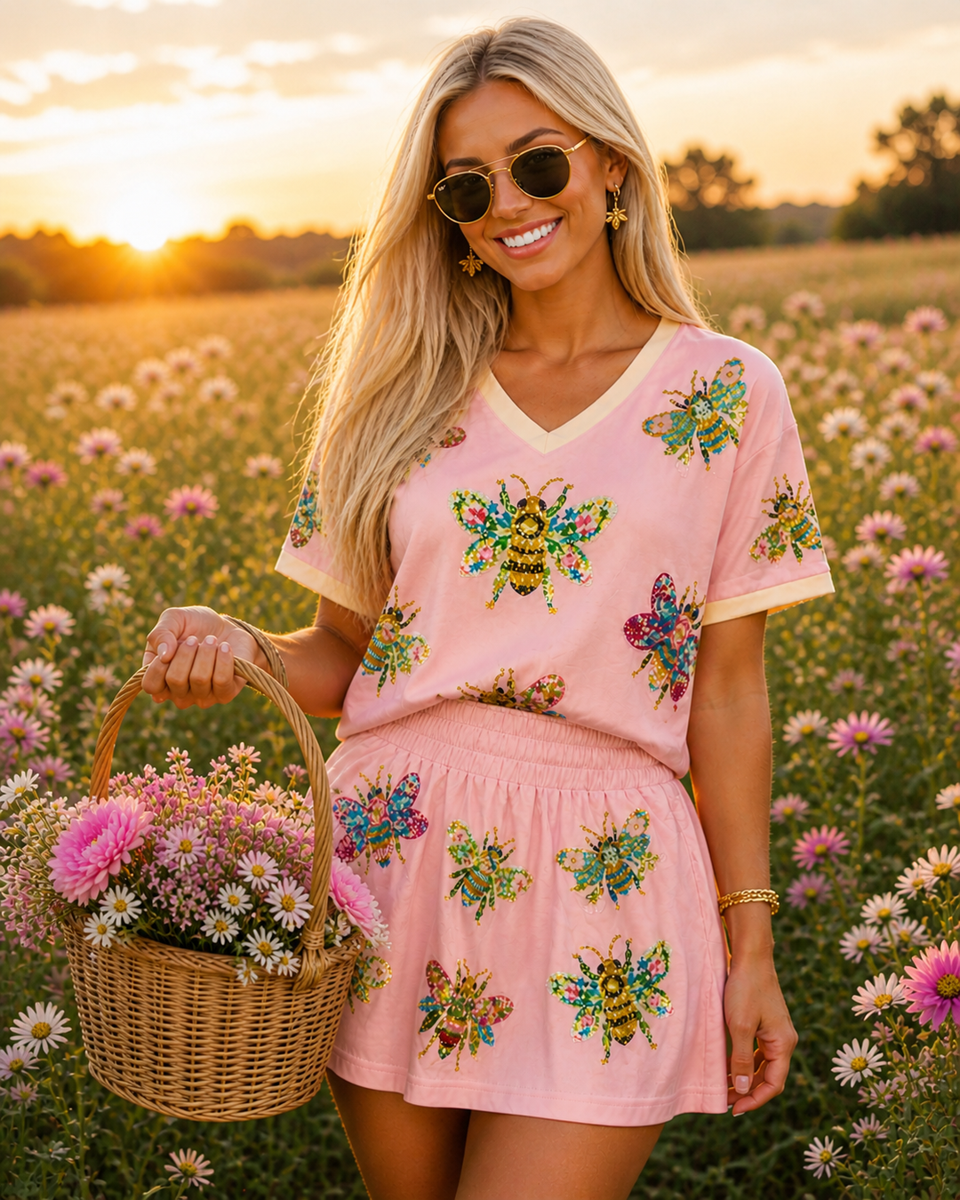 FLORAL BEE SEQUIN SET RTS