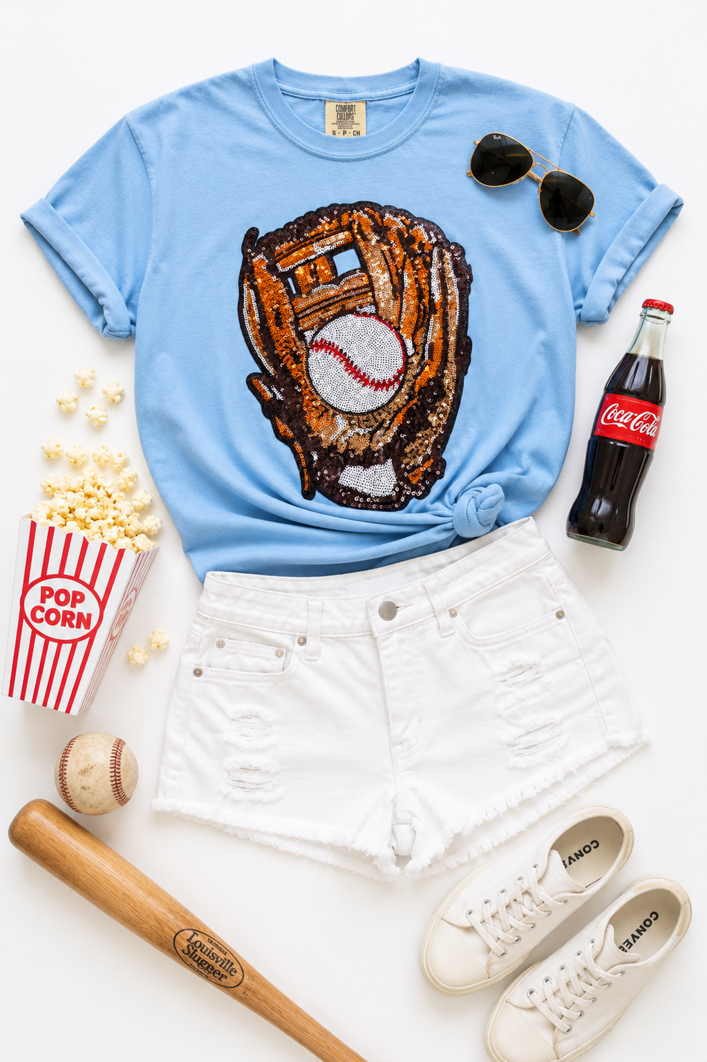 Sequin Baseball Glove COMFORT COLOR SHIRT (ships 2 weeks)