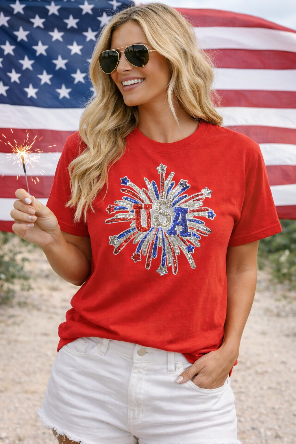 USA FIREWORK RED COMFORT COLOR TSHIRT (ships 2 weeks)