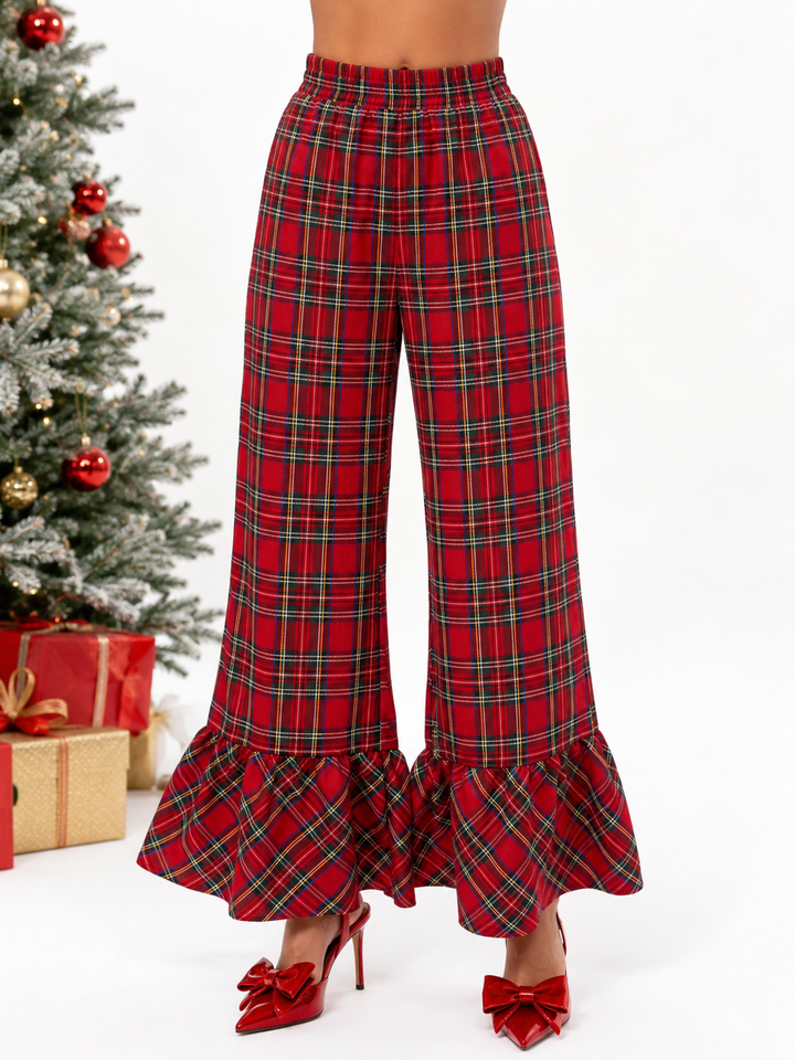PLAID RUFFLE PANTS  (PREORDER)