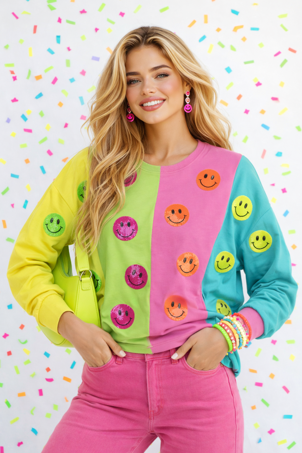SMILE NEON COLORBLOCK SHIRT (PREORDER)