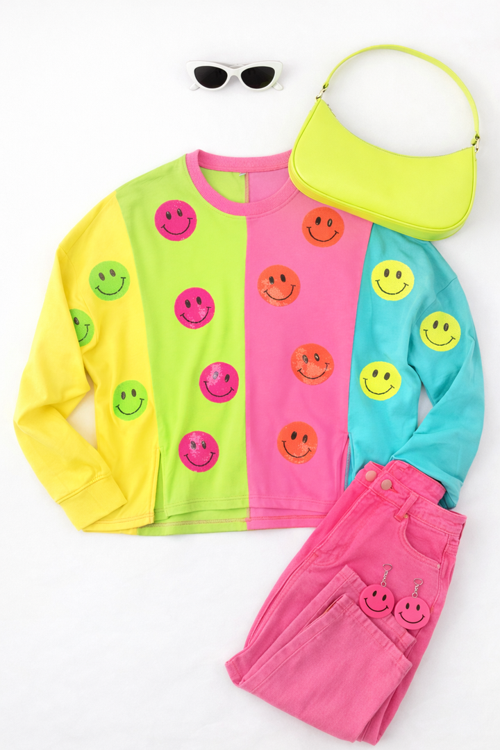 SMILE NEON COLORBLOCK SHIRT (PREORDER)