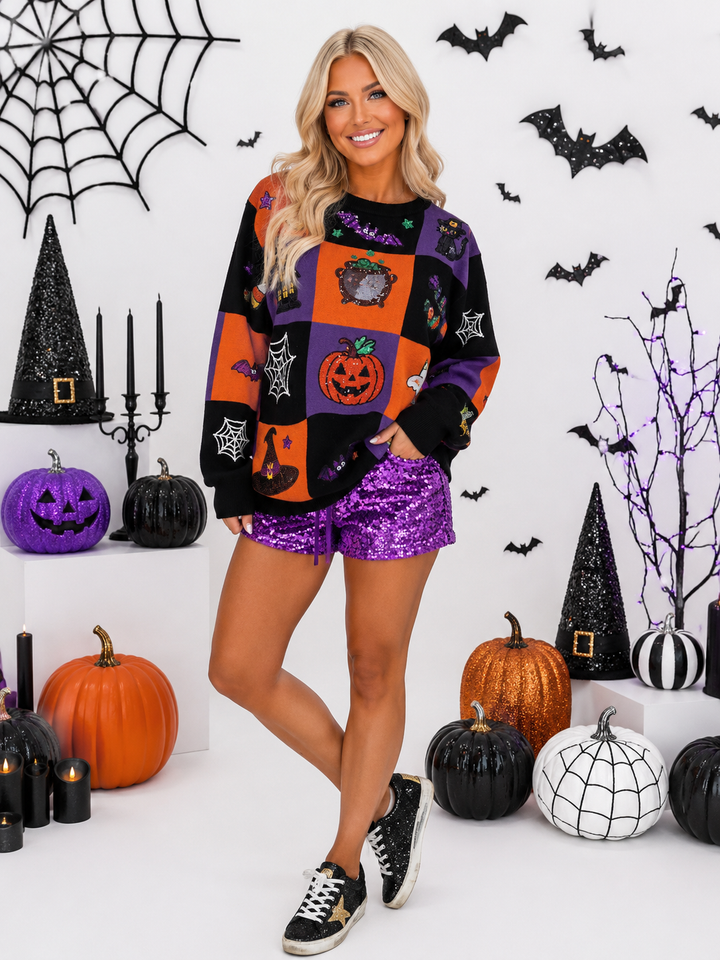 VINTAGE CHECKERED HALLOWEEN SWEATER (PREORDER)