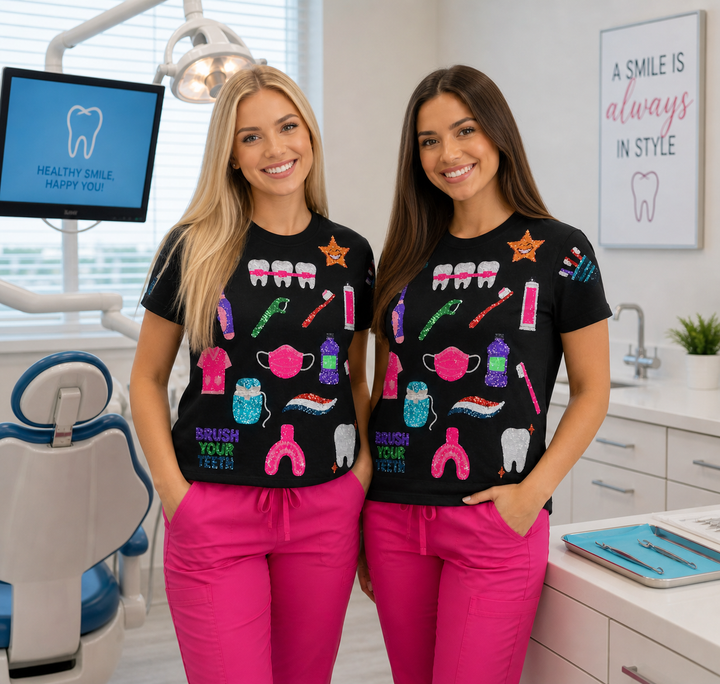 COLORFUL DENTAL SEQUINED TSHIRT RTS