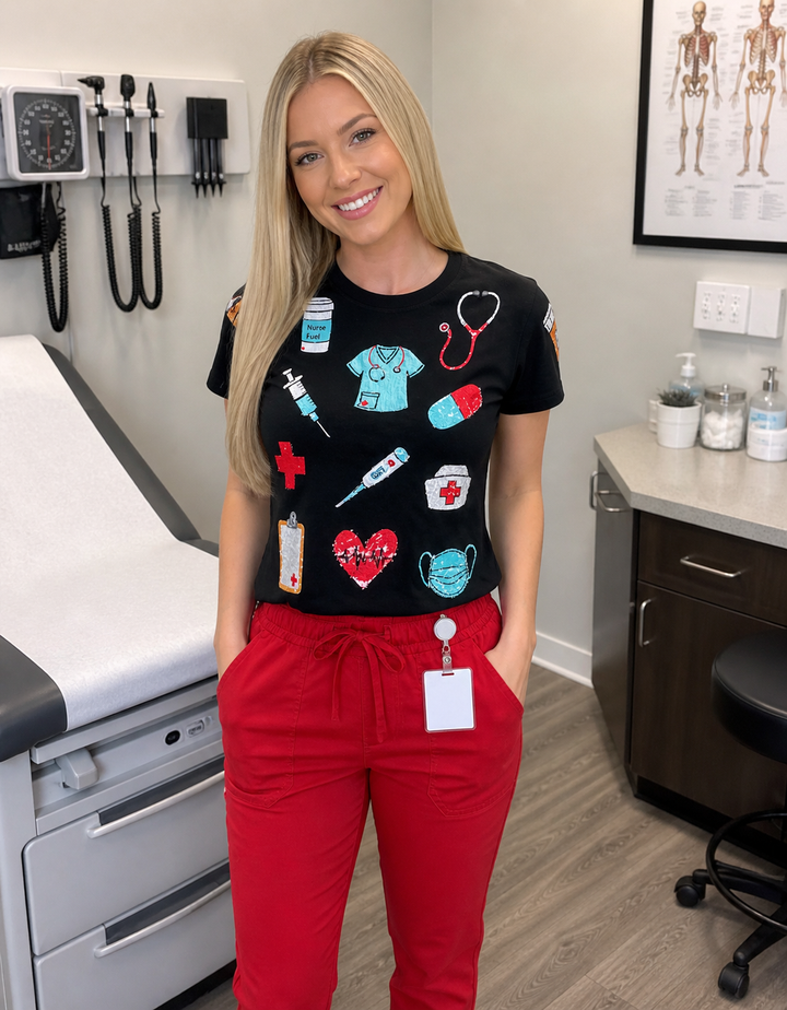 NURSE LIFE SEQUINED TSHIRT RTS