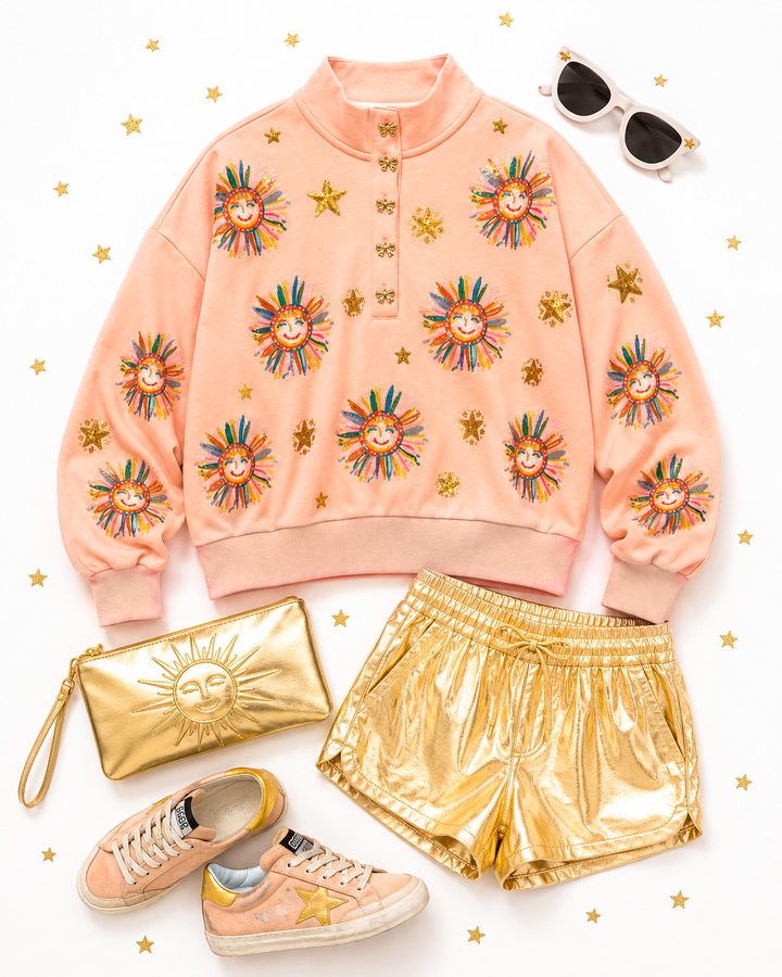 SUNSHINE & STARS PEACH HENLEY (PREORDER)