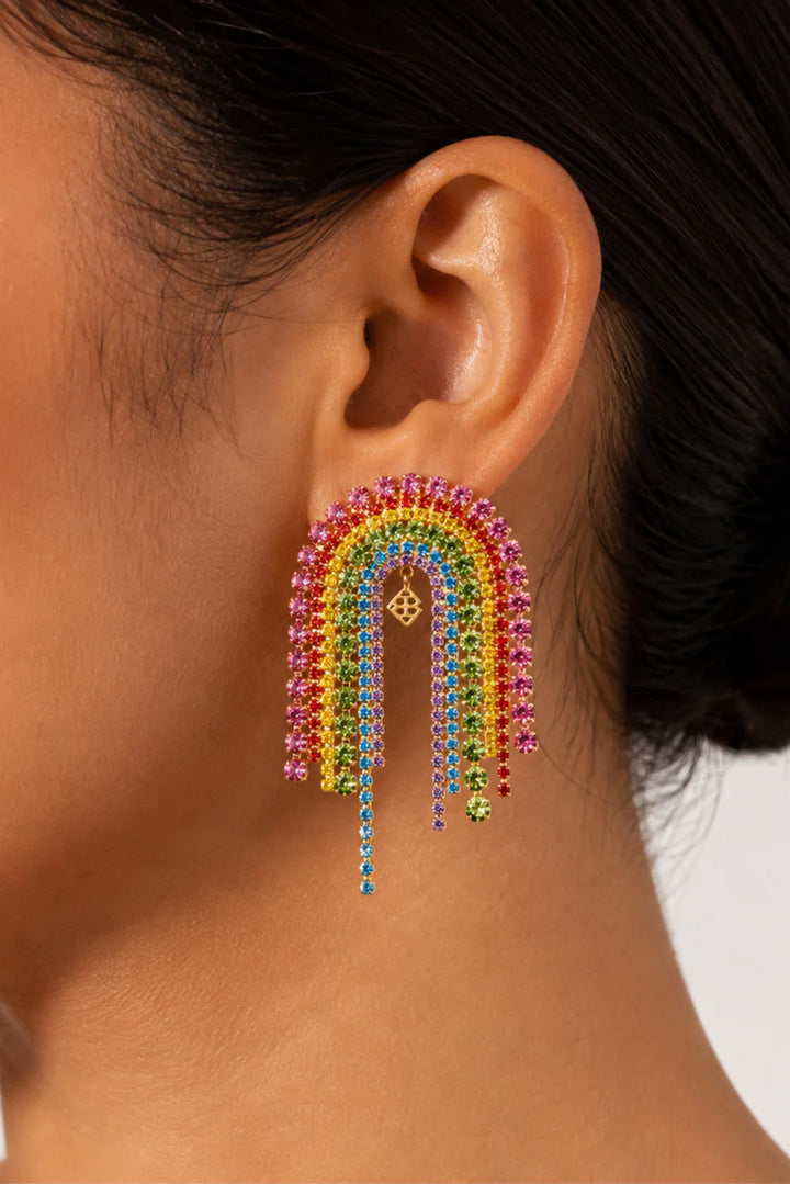 BRIANNA CANNON RAINBOW SPARKLE DROP EARRINGS RTS
