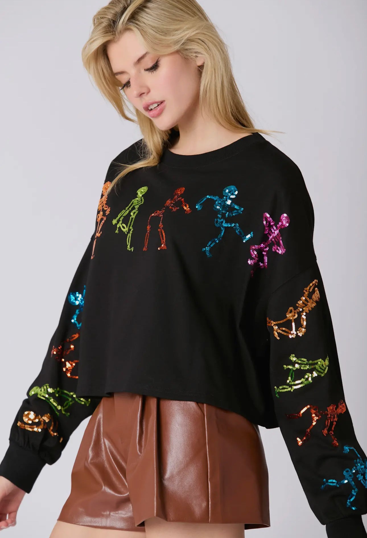 Multicolor dancing skeleton top BLACK PREORDER