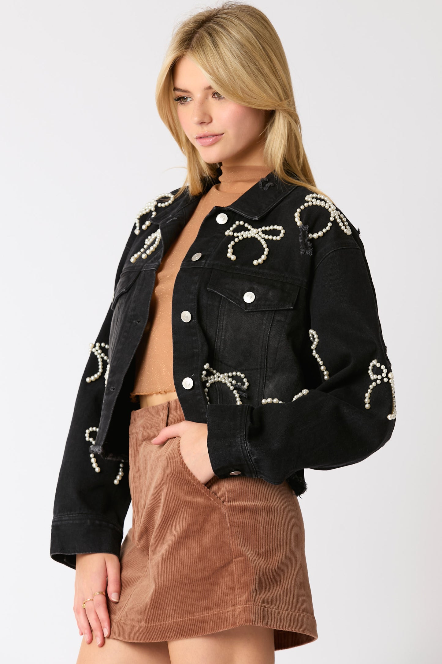 Pearl Bow Black Jacket (SHORT PREORDER)