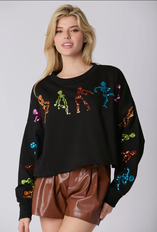 Multicolor dancing skeleton top BLACK PREORDER