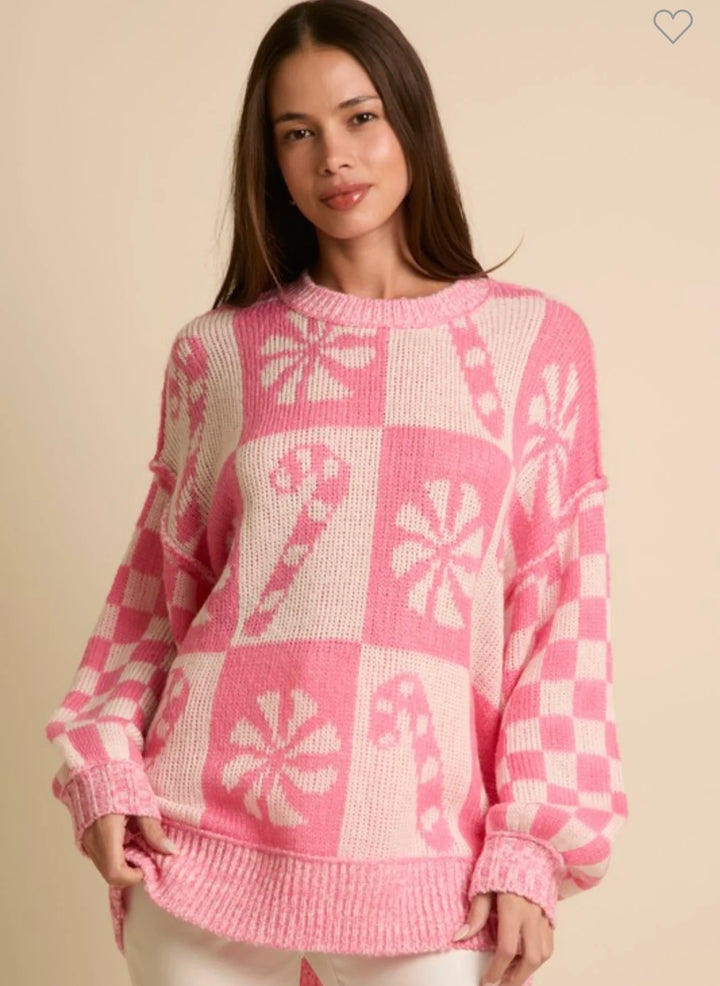 Pink CandyCane Sweater (ships 1-2 weeks)