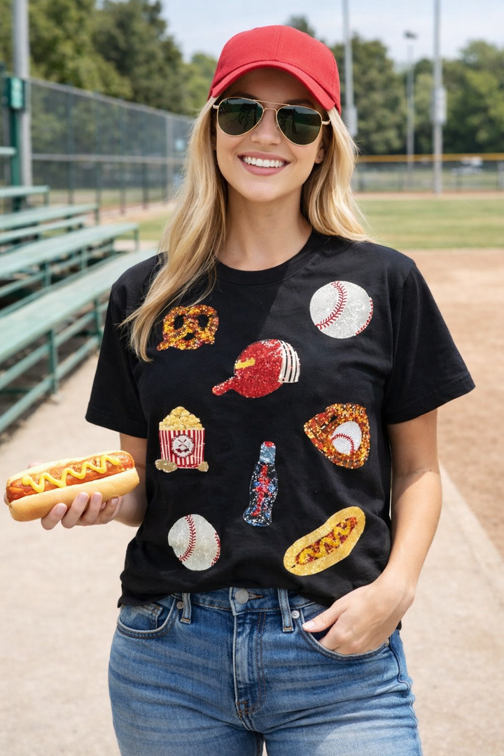 TAKE ME OUT TO THE BALLGAME SEQUIN TSHIRT PREORDER