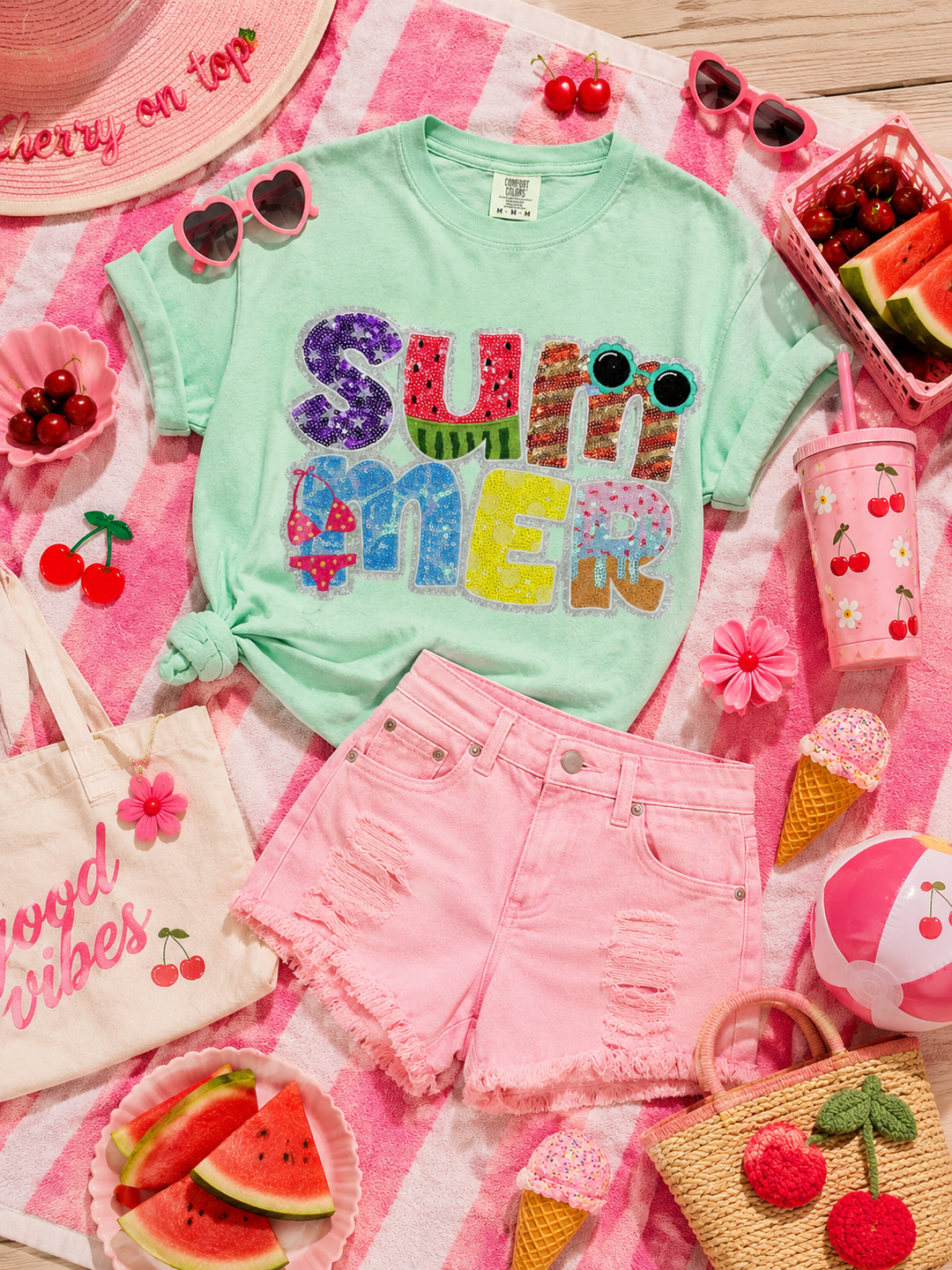 SUMMER TIME COMFORT COLOR SEQUIN SHIRT (ships 1-2 weeks)