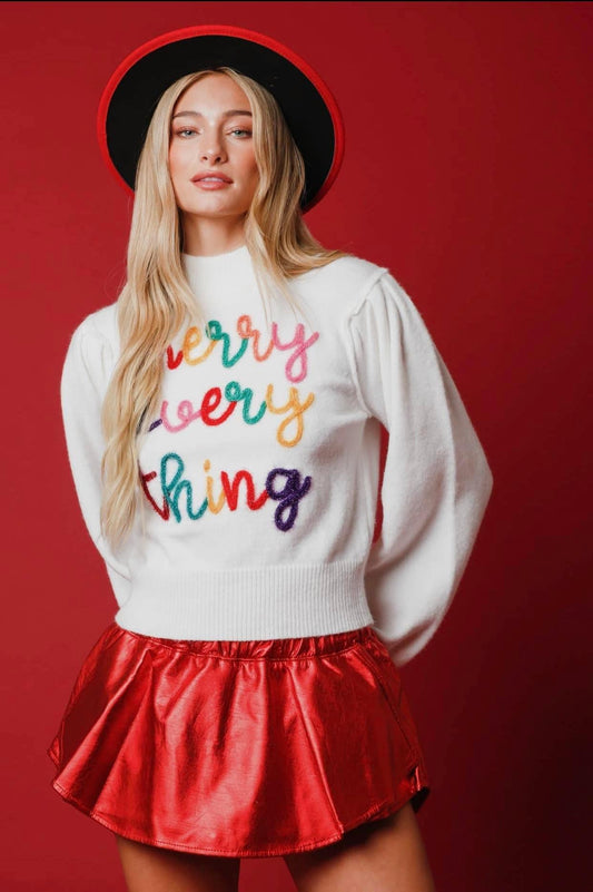 Merry Everything White Sweater (ships 2-3weeks)