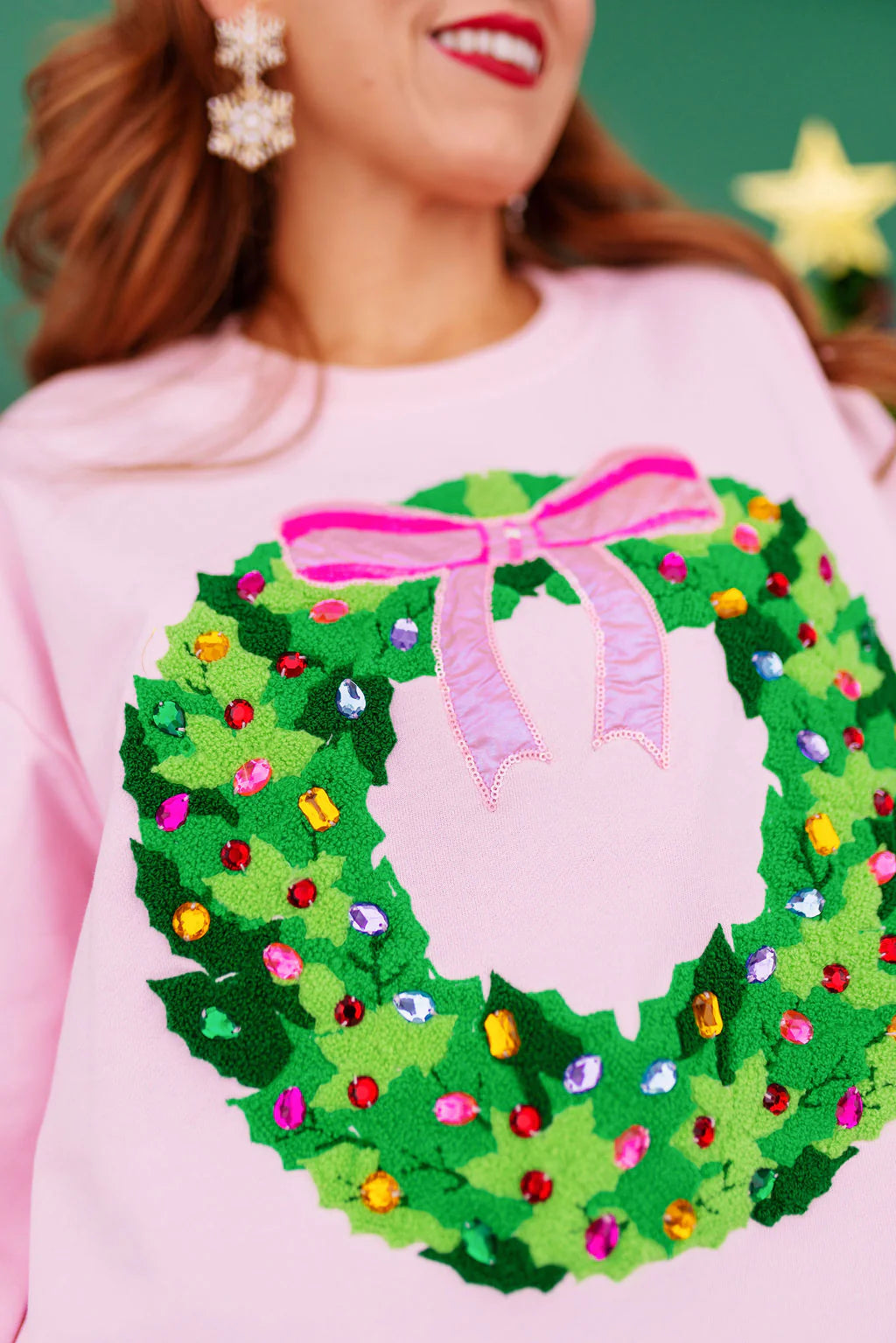 BRIANNA CANNON PUT A BOW ON IT JEWELED WREATH SWEATSHIRT (PREORDER)