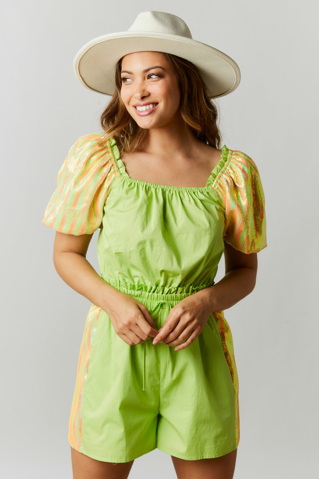 LIME A RITA sequin Romper