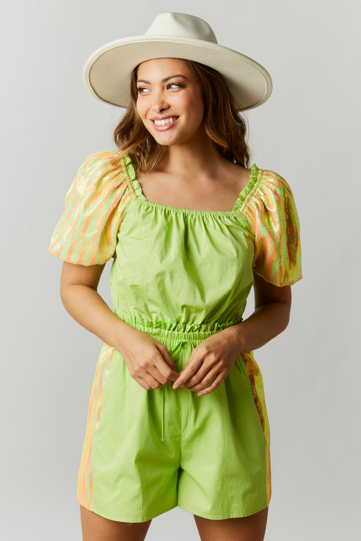 LIME A RITA sequin Romper